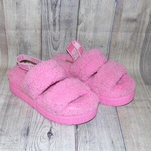 UGG Oh Fluffita Pink Dust Sheepskin Slide Slippers Womens Size 8